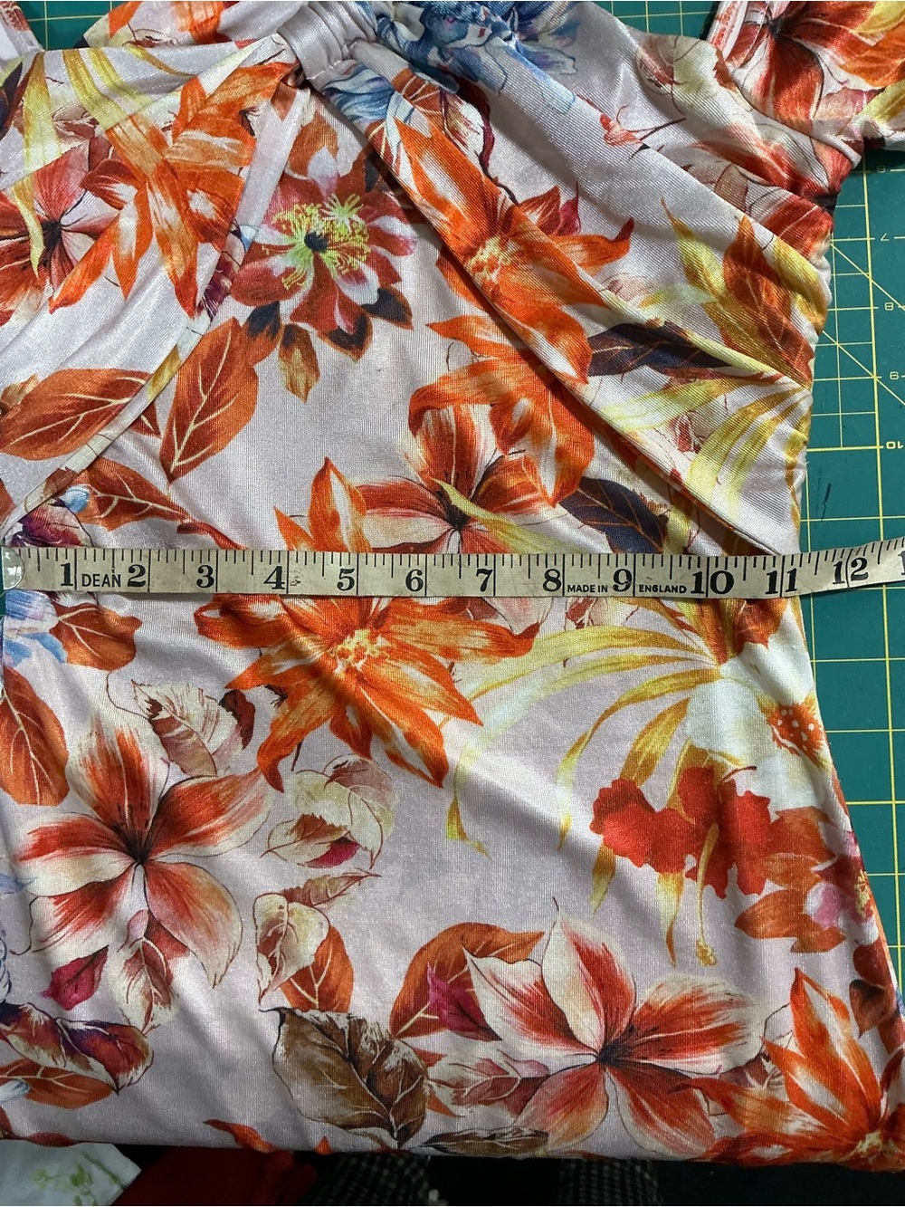 2334 - Guess Orange Floral Twist-Neck Mini Dress - Picture 11 of 13